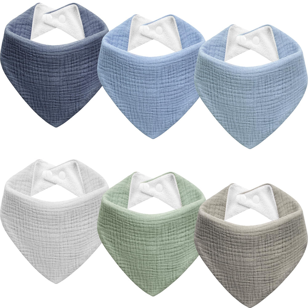 Kewlife gift Muslin Baby Bibs 6-Pack keeps outfits clean with soft, absorbent fabric.