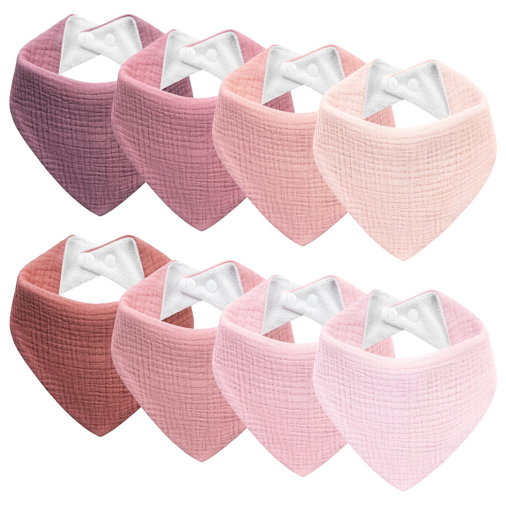Kewlife Gift muslin baby bibs 8-pack front view highlights absorbent drool protection for outfits