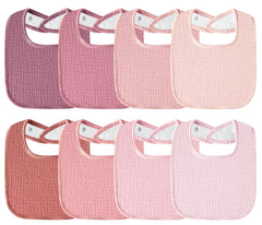 Kewlife gift muslin baby bibs 8-pack front view shows soft absorbent fabric for drool control.