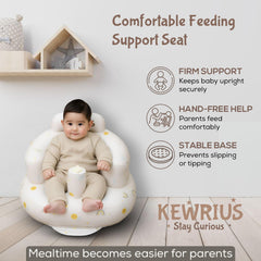 Kewrius Inflatable Baby Seat Sky Chair material closeup highlights non-toxic PVC for safety