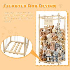 Keyixize stuffed-animal-storage-organizer upper-shelf plush accommodates larger stuffed animals.