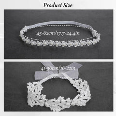 KFHENSOMR white flower headband closeup with pearl embellishments showing baptism-ready detail
