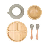KhaNoor bamboo toddler plate shown with clean edge and smooth surface for mess-free dining.