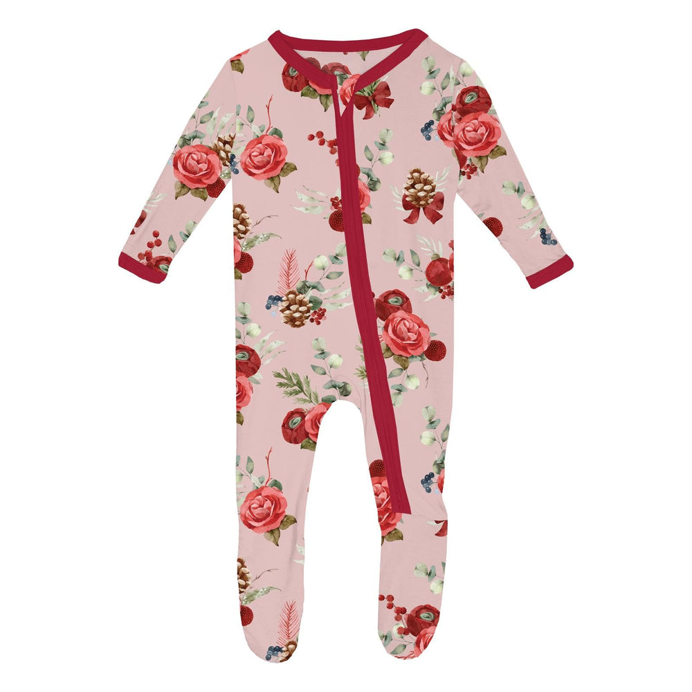 KicKee Pants Festive Footie Pajamas front view highlights cozy nights and snug fit