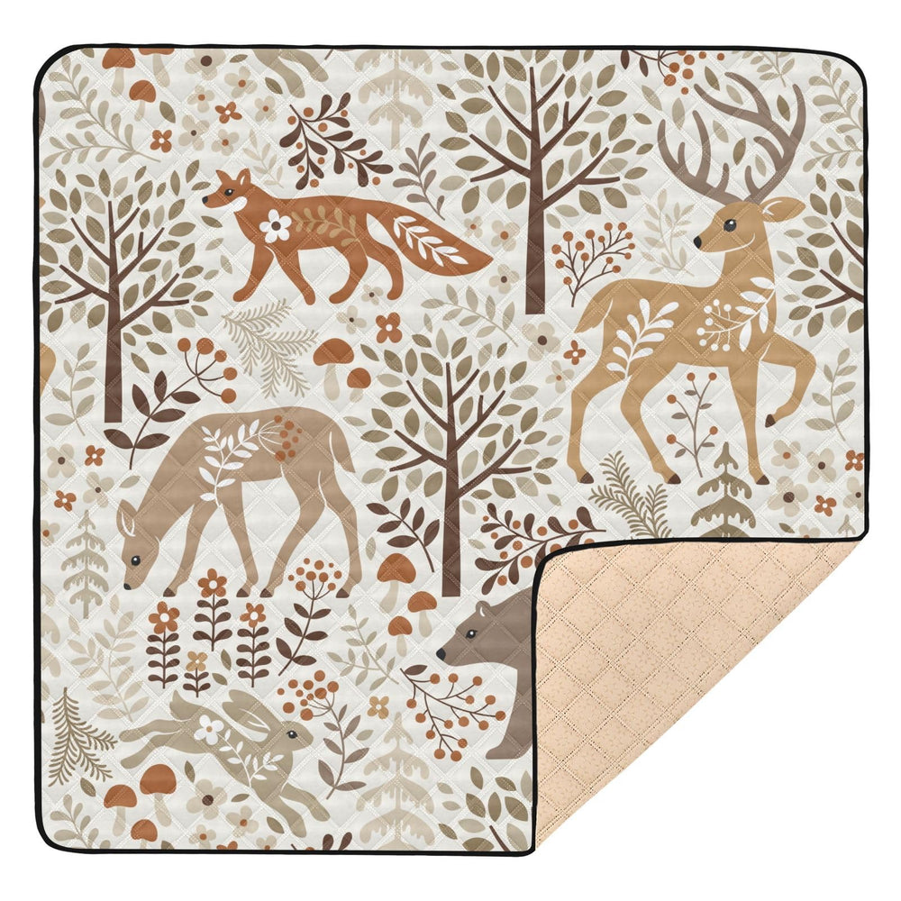 KICPOAY baby play mat woodland fox pattern—engaging visuals for curious infants during play.