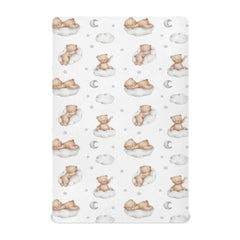 KICPOAY fitted crib sheets feature white bears and clouds for cozy nursery styling.