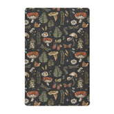 KICPOAY Vintage Mushroom Forest playard sheet closeup, showcasing soft fabric and snug elastic.