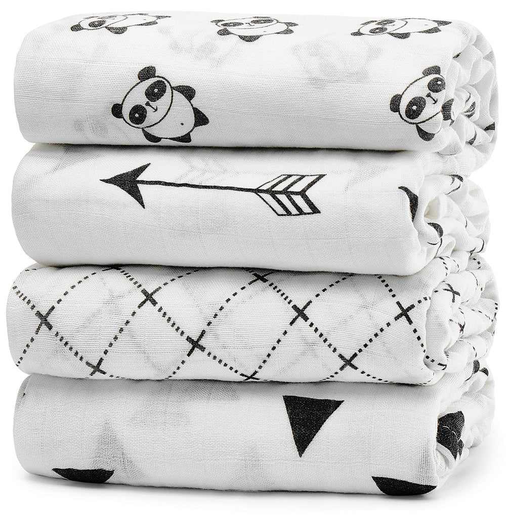 KiddyCare baby muslin swaddle blanket pack front view shows soft cotton perfect for newborn swaddling.