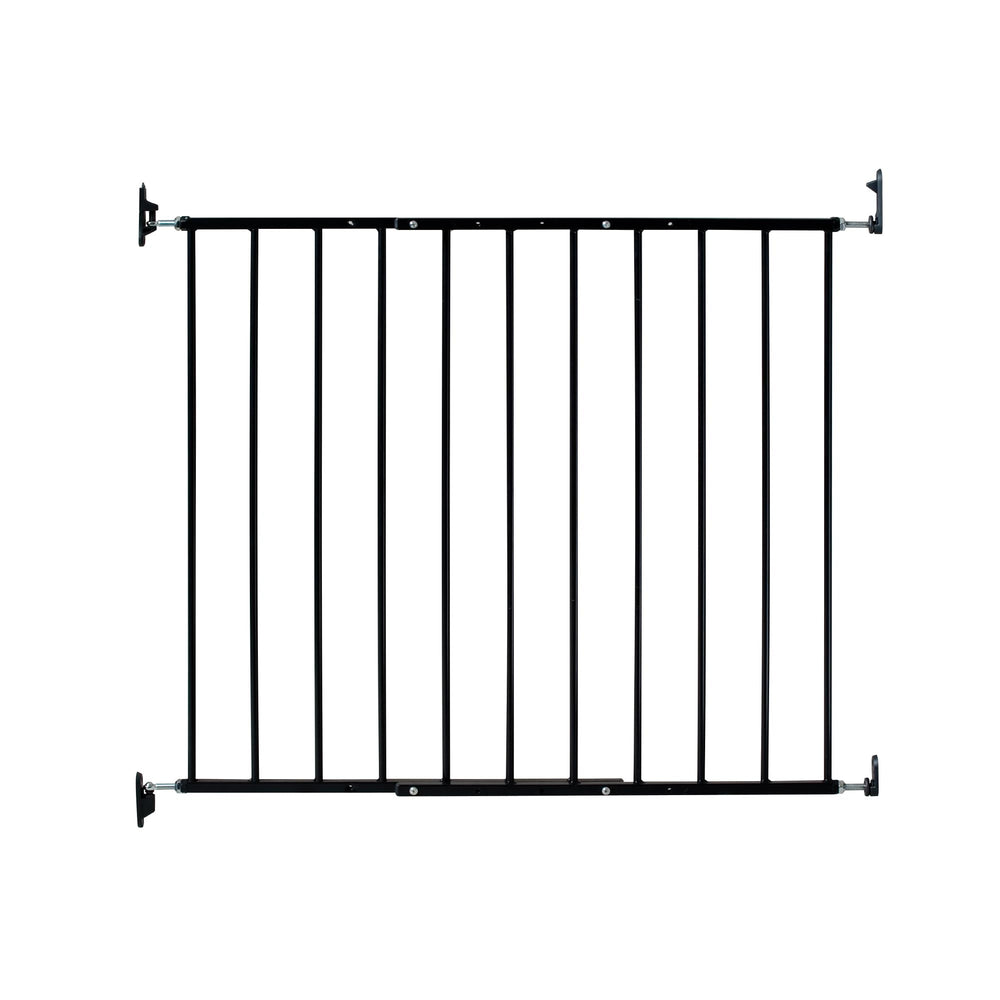 KidCo Safeway gate at top of stairs showing no bottom bar for trip-free passage.