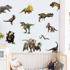 Kiddale dinosaur decal on wall ideal for nursery decor with easy removal.
