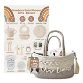 Kiddibodi gift set full view shows 11 pieces in a keepsake basket for gifting.