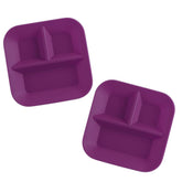 Kiddiebites plum 2-pack plates front view shows durable silicone design for kids