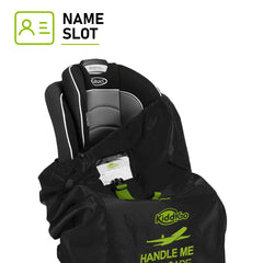 KiddiGo car seat bag drawstring closure showcases secure, easy access when gate-checking