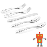 Kiddobloom robot-design utensil spoon with toddler-friendly grip for easy scooping