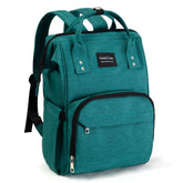 KiddyCare diaper backpack under-seat view shows travel-ready compact size