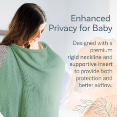 KiddyCare Basil nursing cover in outdoor setting for private, comfortable feeding on the go.