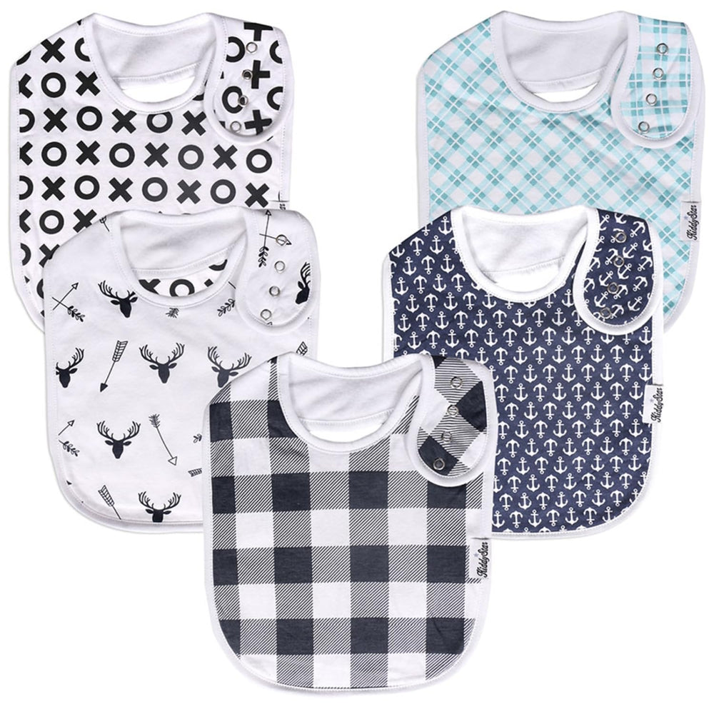 KiddyStar organic cotton bib front view shows soft fabric for sensitive skin.