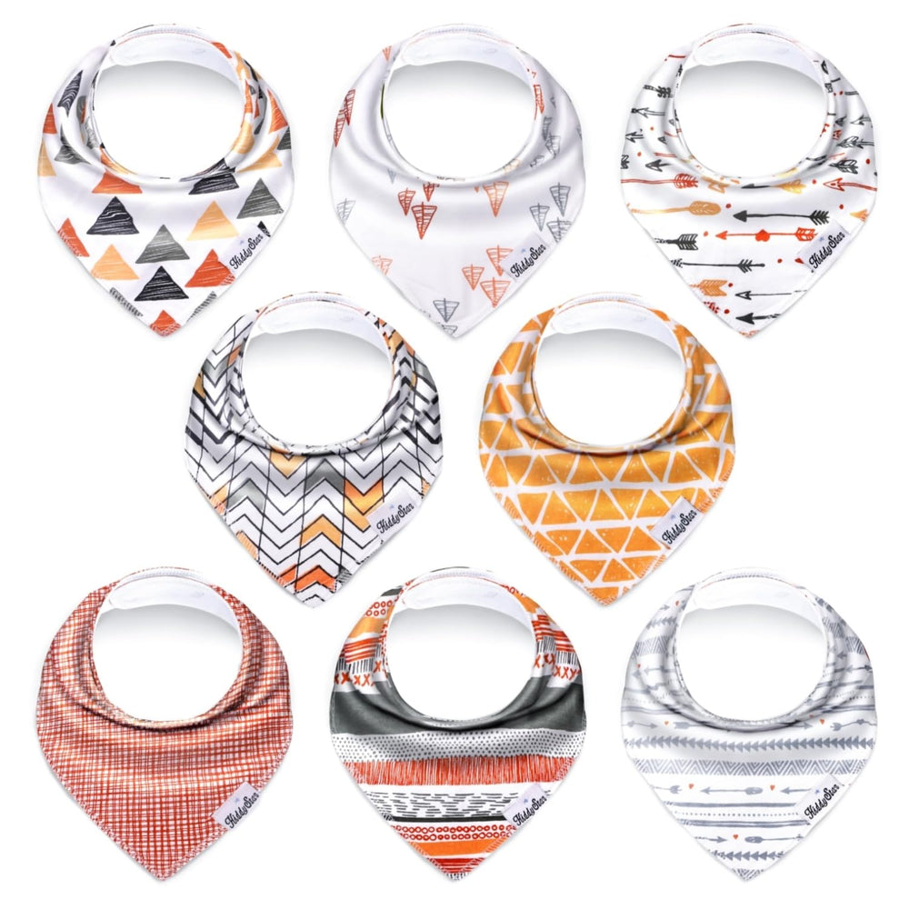 KiddyStar tribal bandana bib front keeps outfits clean during teething and feeding.