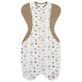 KIDIRA bear-forest swaddle front view shows arms-up comfort for self-soothing