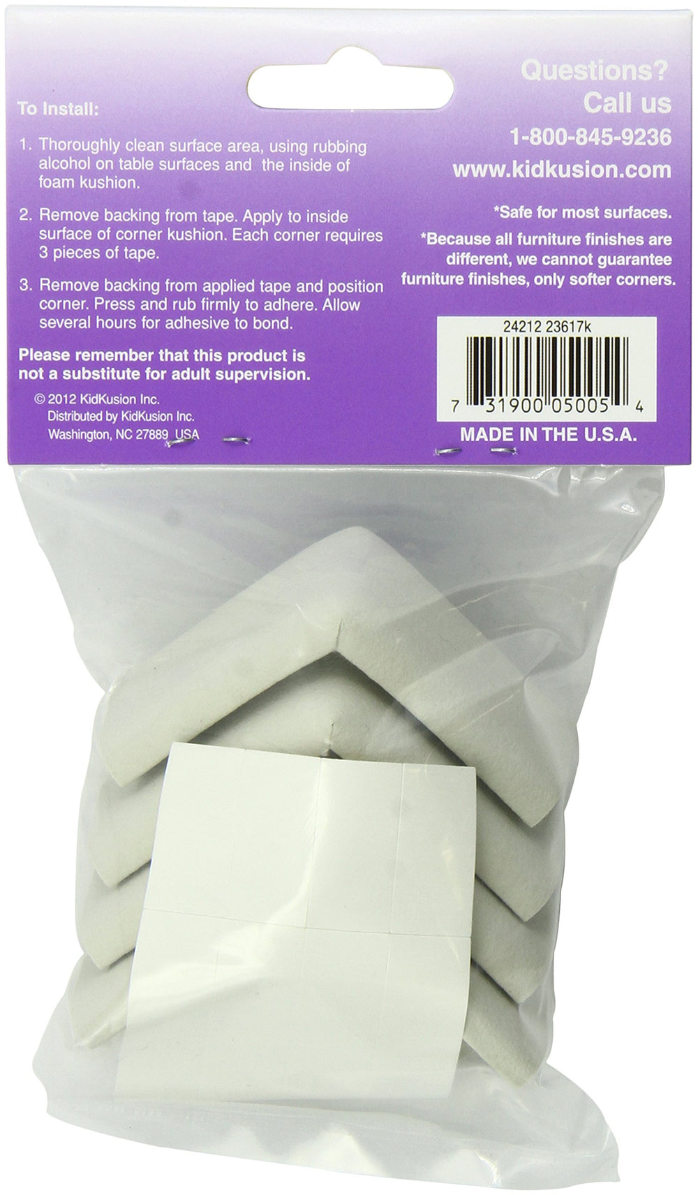 KidKusion corner cushions attached to table edge show safe, easy installation for busy homes