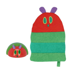 Kids Preferred Eric Carle wash mitt featuring the Very Hungry Caterpillar for engaging bath play.