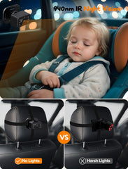 Kidsneed 150-degree wide view helps monitor three kids in the back seat.