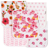 KiddyStar 5-pack organic cotton burp cloths laid out for soft baby comfort