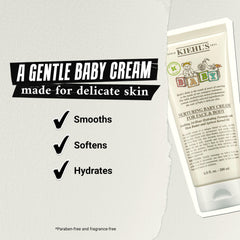 Kiehl's Baby Nurturing Cream being applied to face and body for sensitive skin