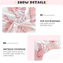 Kigai baby nursery setup with coral seashell crib sheets