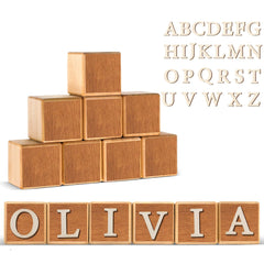 Kigley 8 Pcs Name Sign Blocks show versatile wooden blocks for personalized room decor.