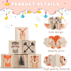 Kigley woodland animal block bear on wood brings warm natural vibe to playroom