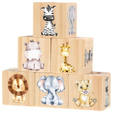 Kigley safari elephant block decor enhances nursery shelves with playful charm