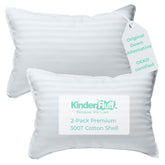 Kinder Fluff 2-pack white pillows ready for kid's bed and travel