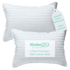 Kinder Fluff 2-pack white pillows ready for kid's bed and travel