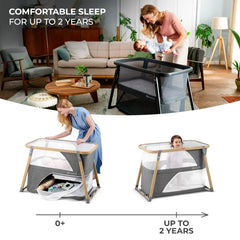 Kinderkraft Sofi two-level mattress supports newborn comfort with storage underneath.