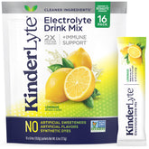 KinderLyte Lemonade electrolyte packets front view highlight fast hydration for kids and adults