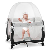 KinderSense Pack N Play Tent top view - breathable full-mesh canopy for safe naps