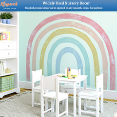 Kingarch watercolor-rainbow-panels bring soft, inviting color to playrooms and bedrooms