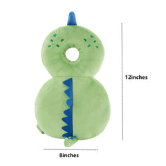KingCheer green dinosaur back protector, side view highlights protective padding for falls.