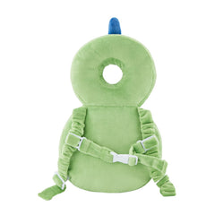 KingCheer dinosaur back protector, strap-detail view shows adjustable fit for toddlers.
