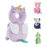 KingCheer baby back protector unicorn backpack features soft velvet for delicate skin during crawling.