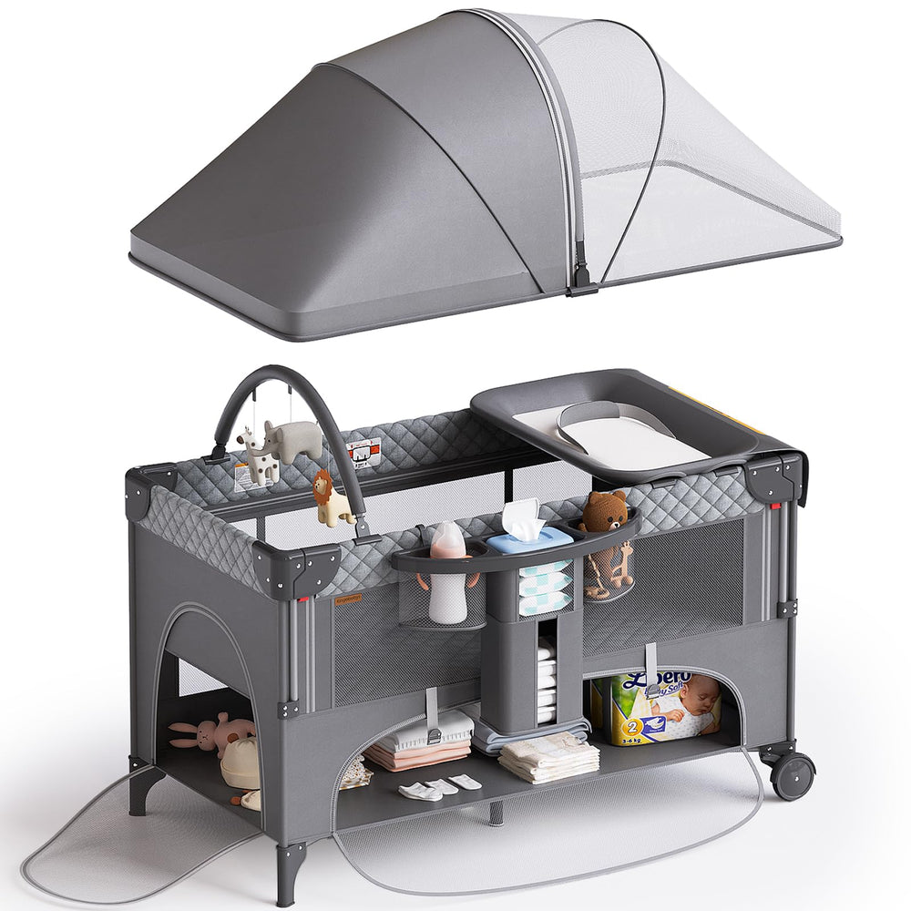 Kingobabys 4-in-1 bedside sleeper bassinet keeps baby close for nighttime feeds.