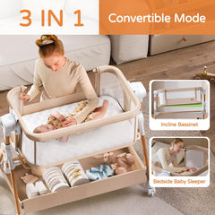 kingobabys bassinet all mesh-sides promotes airflow and easy baby checks with washable mesh