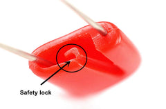 Kinteshun-nappy-pin-safe-lock close-up on diaper fabric demonstrates secure fastening.