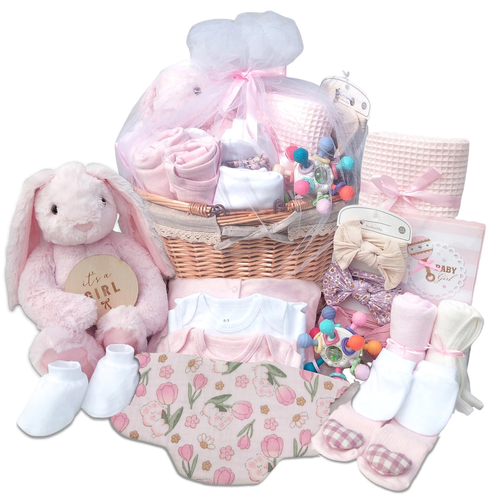 Kipwake Deluxe Baby Shower Gift Basket offers a ready-to-gift pink presentation for new parents