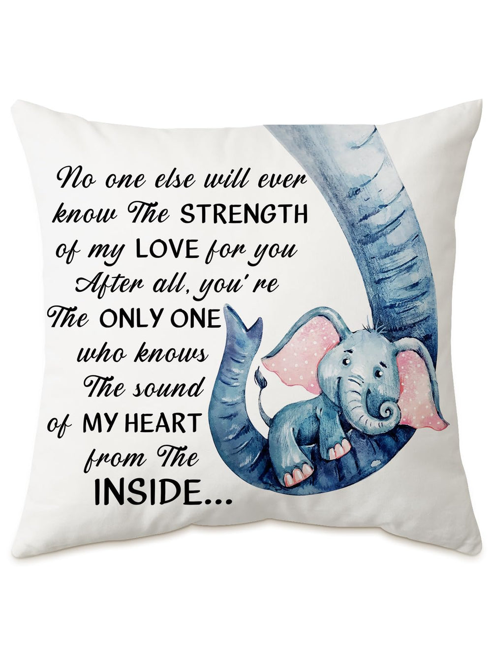 KISJO Mother Baby Elephant Pillow Cover front view enhances cozy living room decor.