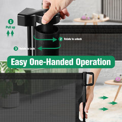 KISKIZ mesh baby gate highlights soft-touch mesh for kids and pets.