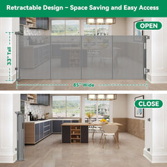 KISKIZ reinforced 85-wide gate suitable for indoor and outdoor use for flexible protection.