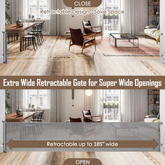 KISKIZ retractable gate panel demonstrates a sleek, space-saving design in use.