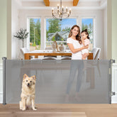 KISKIZ retractable gate extended to 65 inches for wide doorway and stair openings